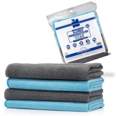detailmate all-purpose cleaning cloths - 320 GSM, 40x40cm - 2x grey, 2x light blue - packed - pack of 4