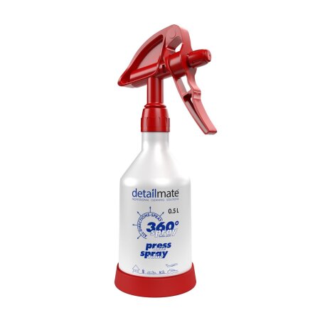 Pulvérisateur 360 degrés detailmate par Kwazar Mercury Super PRO+ 0,5 litre, gâchette double action, rouge