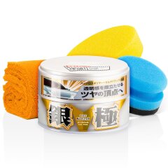 Soft99 extreme Gloss Wax The Kiwami Light + ORANGE SPLASH Mikrofasertuch 40x40 / 550GSM