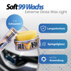 Soft99 extreme Gloss Wax The Kiwami Light + ORANGE SPLASH Mikrofasertuch 40x40 / 550GSM