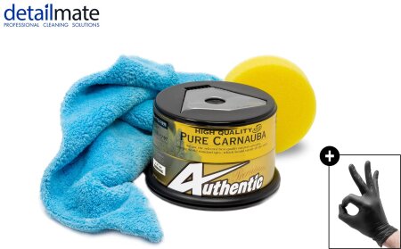 Detailmate Wachs Set - Soft99 Authentic Premium Wax, Poliertuch, Gummihandschuhe