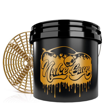Nuke Guys Golden Bucket Set - GritGuard Wascheimer 3,5 Gallonen und GritGuard Eimereinsatz  in Gold