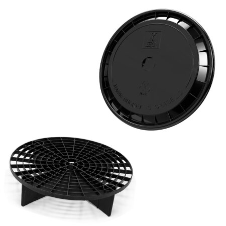 Auto Wascheimer Zuberhör Set - Eimer Deckel + Grit Guard Eimereinsatz schwarz
