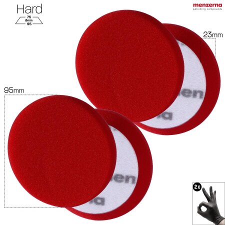 Menzerna Heavy Cut Foam Pad  Polierschwamm PREMIUM - 95 mm/3,5"  -  rot - 2 Stück