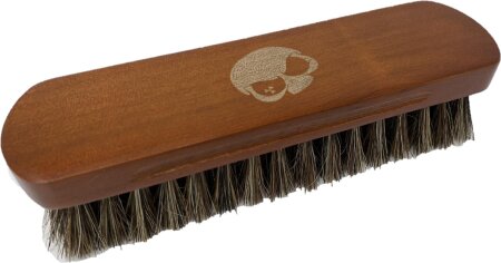 Nuke Guys Leather Horse Hair Brush with Wooden Handle and Skull