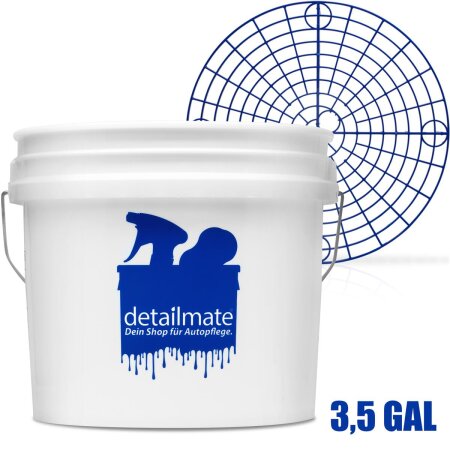 Set detailmate: Seau de lavage NEW detailmate de 3,5 gallons (environ 12,5 litres) fabriqué par GritGuard + Insert de seau Grit Guard bleu