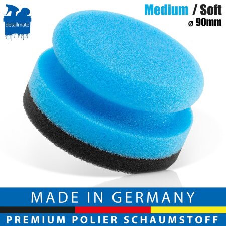 Hand polishing sponge soft with hard handle, blue/black (fine cell), Ø 90/50mm