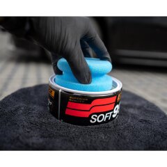 Handpolierschwamm soft mit hartem Griff, blau/schwarz (feinzellig), &Oslash; 90/50mm