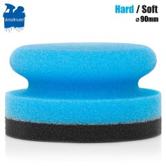 Hand polishing sponge soft with hard handle, blue/black (fine cell), Ø 90/50mm