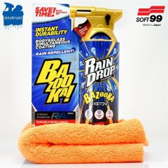 Versieglungs Set - Soft99 Rain Drop Bazooka, 300ml - Sprühversiegelung für Lack, Scheinwerfer, Glasoberfläche, Reifen, Chrom, Kunststoff (außen), Felgen