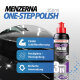 Detailmate Handpolitur Auto Set - Menzerna Medium Cut Politur One-Step-Polish 3 in 1 + 1x Handaplikator hart,  1x Handaplikato weich + ultraflausch Mikrofaser Poliertuch 550GSM  + 1 Schutzhandschuh