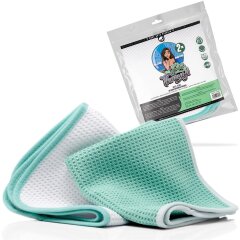 Nuke Guys - See Through - Microfibre Waffle Cloth - 450 GSM, 35x35cm - mint/white - pack of 2