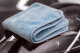 Microfibre cloth, ultra-fluffy polishing cloth, 40x40cm, 550 GSM, satin edge light blue detailmate