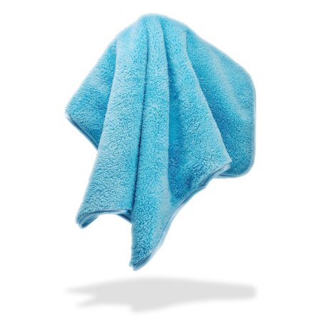 Chiffon en microfibre ultra-doux, chiffon de polissage, 40x40cm, 550 GSM, bord satiné bleu clair neutre