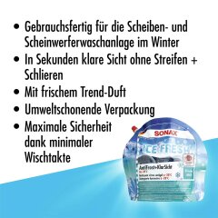 SONAX Antifrost&Klare Sicht bis -20°C, 3 L Konzentrat Gebinde IceFresh