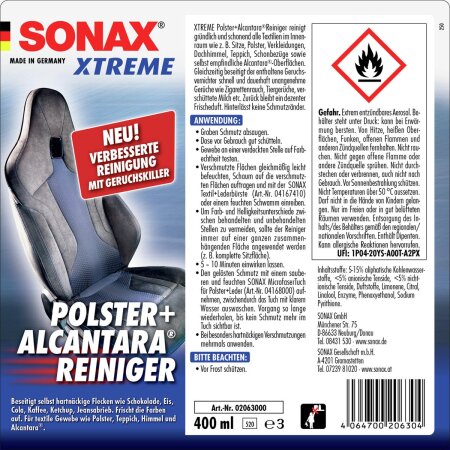 SONAX XTREME Polster + Alcantara Reiniger 400ml. Jetzt im Shop, 14,79 €