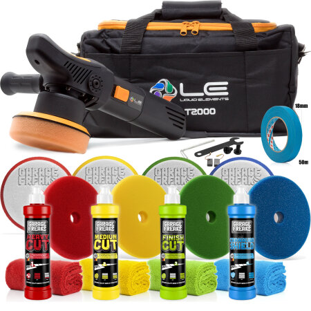Polierset - Liquid Elements T2000 V3 Exzenter Poliermaschine +  Garage Freaks Polierzubehör