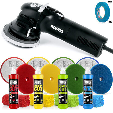 Polierset - Rupes Exzenter Poliermaschine LHR12E Bigfoot Duetto + Garage Freak Polierzubehör
