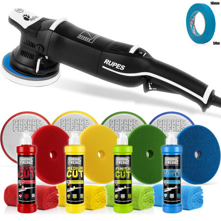 Polierset - Rupes Profi Poliermaschine LHR15 Mark 3 LHR15III/STD + Garage Freaks Polierzubehör