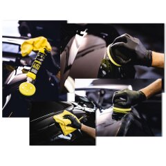 Garage Freaks - Éponge de polissage à main de coupe moyenne, Ø 90/50 mm noir/jaune