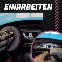 Kit dentretien pour pneus - Nuke Guys Gel pour pneus + Pack de 3 éponges applicatrices + Chiffon en microfibre Edgeless GreyLow 380GSM