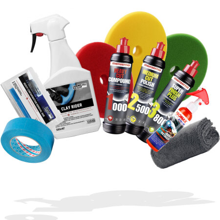 menzerna polishes 250ml + Garage Freaks Pads + ValetPRO Clay Rider 500ml + ValetPRO cleaning clay + accessories