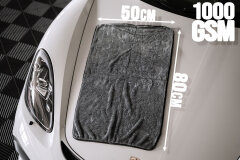 Gyeon Q²M WetCoat 500 ml + Mikrofasertrockentuch 40x40cm + 50x80cm, 1000 GSM, dunkel grau