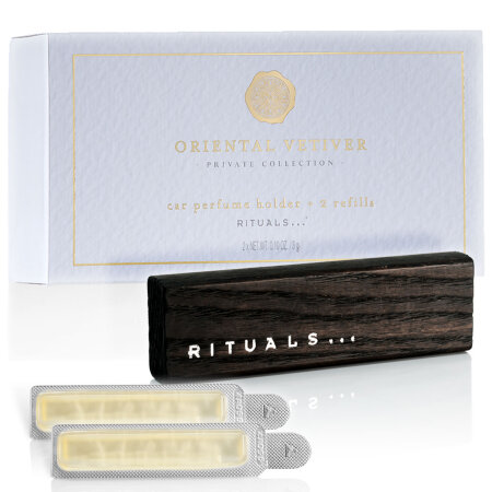 Rituals Car Perfume - Car perfume 2x 3 gr + wooden holder - ORIENTAL VETIVER PRIVATE COLLECTION