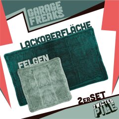 Garage Freaks - Ensemble de 2 - TWISTED PILE - Serviette de séchage 50x80cm & 40x40cm, 1500 GSM