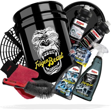 Zestaw do mycia kół Grit Guard Sonax 5 galonów Motyw Felgenbeast Deluxe - 9 elementów