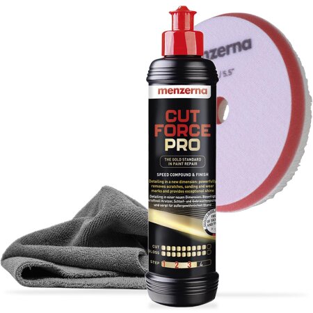 Menzerna polish set: menzerna Cut Force Pro 250ml + Menzerna Orbital Wool Pad + microfiber cloth 380 GSM